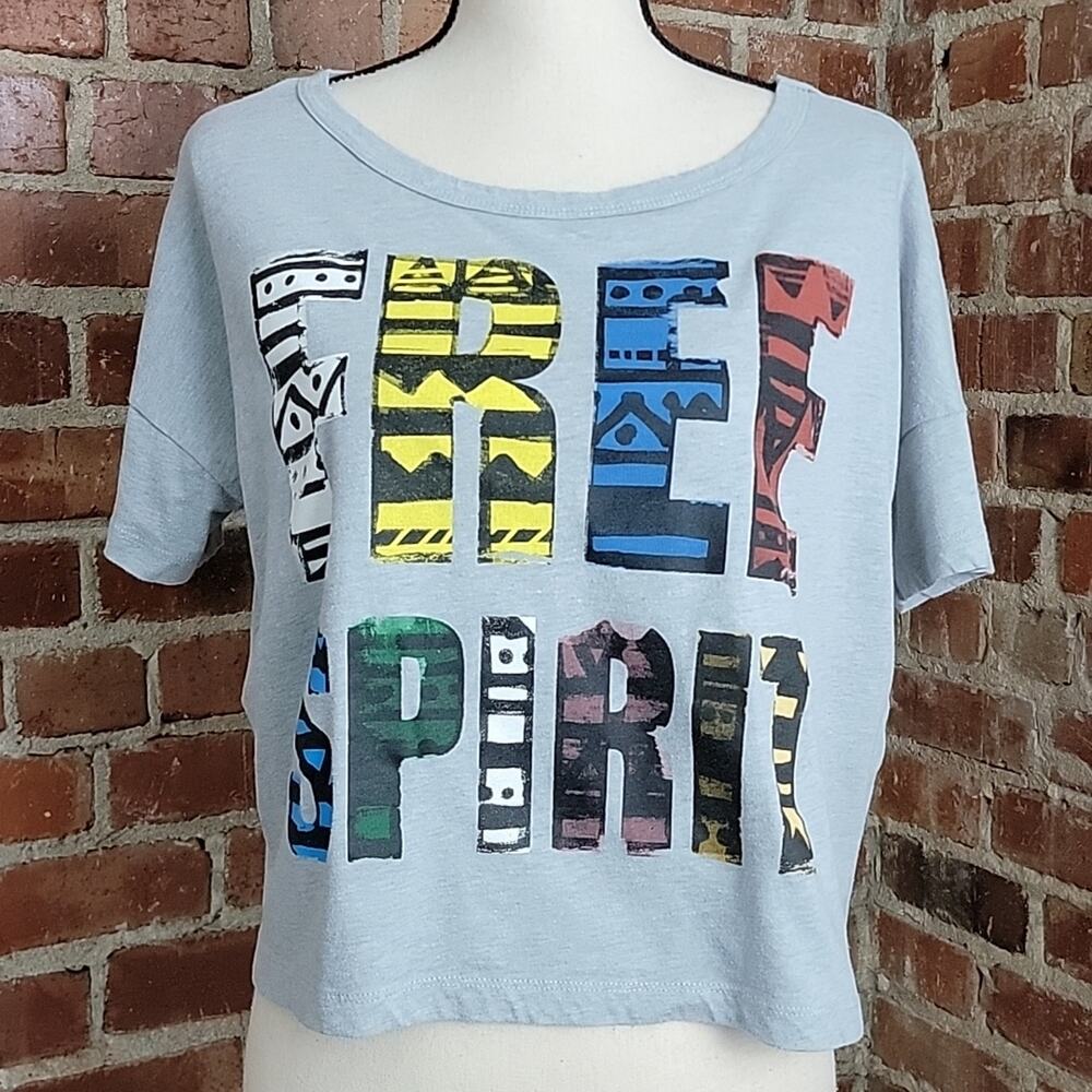 Freeze gray cropped graphic‎ t-shirt XS